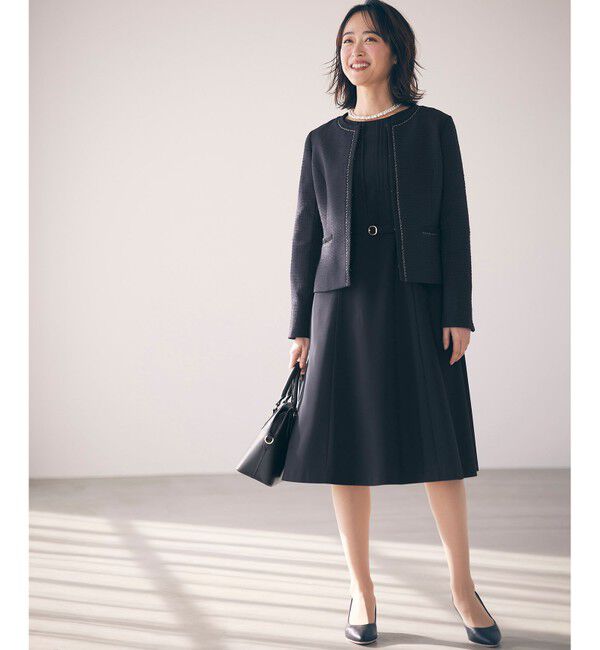 ANY SIS「リップルボーダーストレッチ ノーカラージャケット」|ノーカラージャケット|