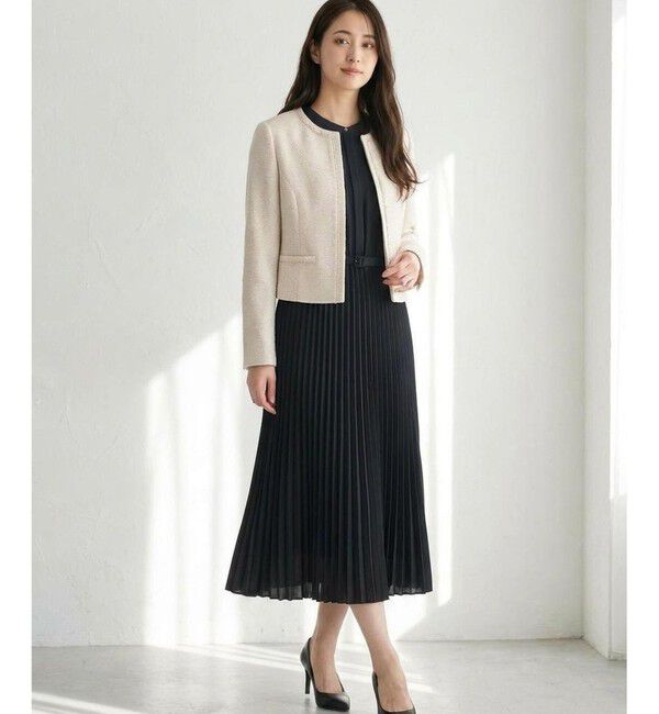 ANY SIS「リップルボーダーストレッチ ノーカラージャケット」|ノーカラージャケット|