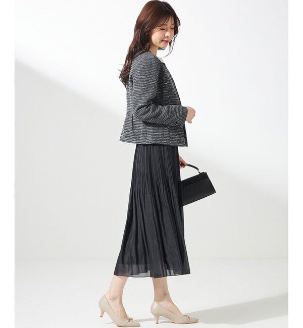 ANY SIS「リップルボーダーストレッチ ノーカラージャケット」|ノーカラージャケット|