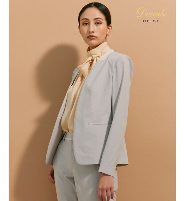 BEIGE,「AUDREY / ノーカラージャケット」|ノーカラージャケット|L.Gray