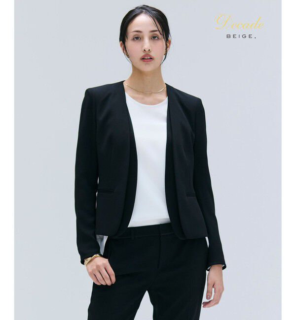 BEIGE,「【洗える・VERY NaVY 11月号掲載】CINDY / ダブルカラージャケット」|ノーカラージャケット|Black x Black
