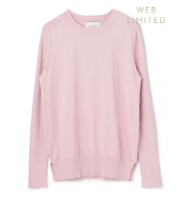 BEIGE,「WILLOW / ストレッチクルーネックリブニット」|ニット・セーター|Pink