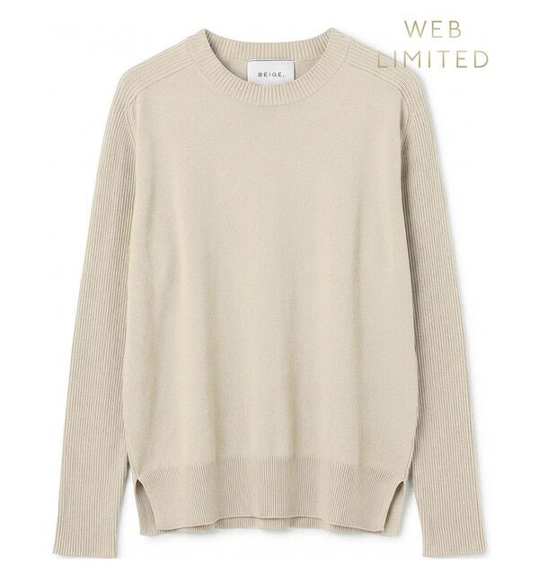 BEIGE,「WILLOW / ストレッチクルーネックリブニット」|ニット・セーター|Pale Khaki