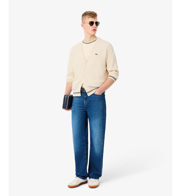 LACOSTE「リブニットステッチコットンニットカーディガン」|カーディガン|