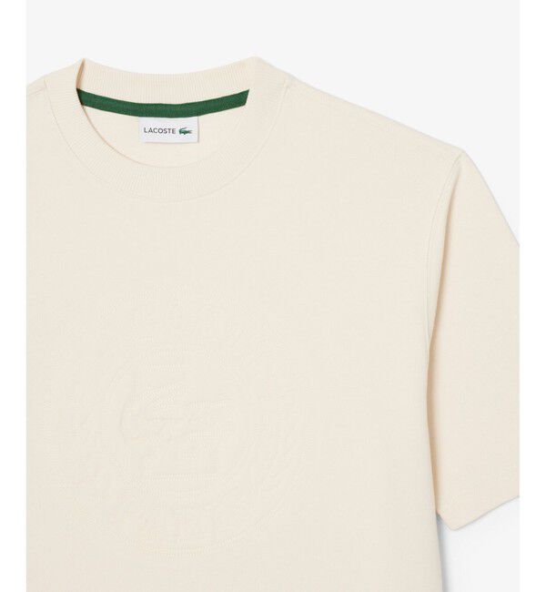 LACOSTE「裏パイル グラフィック刺繍 トーン・オン・トーンステッチ半袖スウェット」|スウェット・ジャージ|オフホワイト