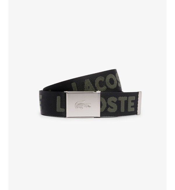 LACOSTE「カジュアル スクエアバックル ジャカードベルト」|ベルト|ブラック