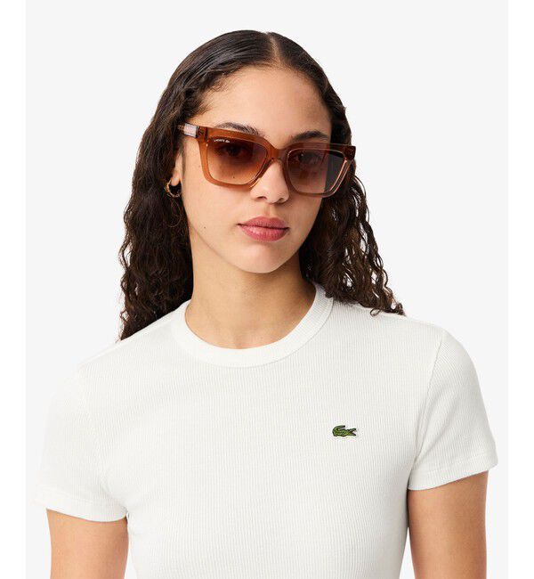 LACOSTE「タイトフィットリブニットTシャツ」|Tシャツ・カットソー|