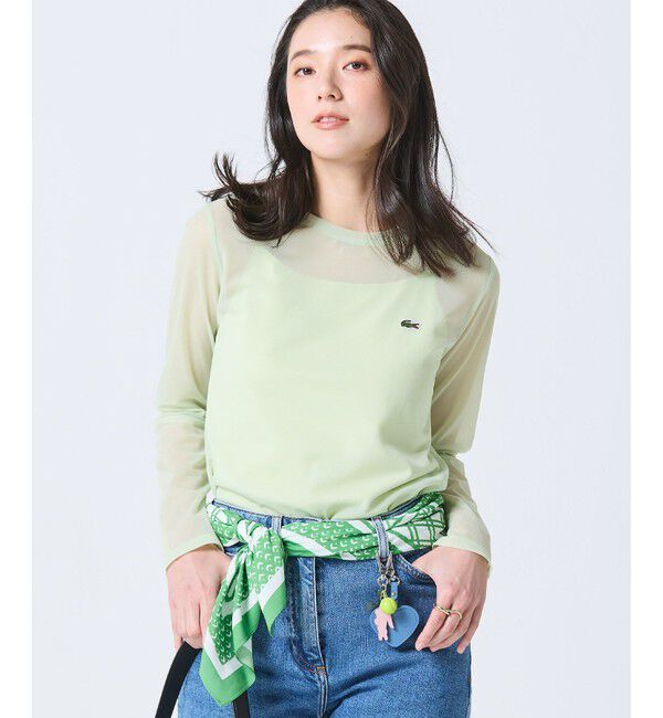 LACOSTE「レイヤードシアートップス キャミソール付き」|Tシャツ・カットソー|セージグリーン
