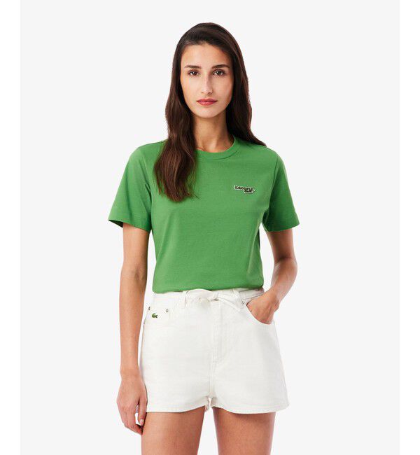 LACOSTE「ネーム＆ワニロゴパッチ エッセンシャルTシャツ」|Tシャツ・カットソー|グリーン