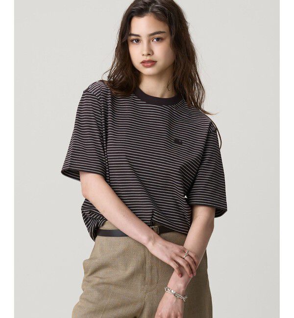 LACOSTE「【オンライン限定】LACOSTE  ボーダー リンガーネック 半袖Tシャツ」|Tシャツ・カットソー|