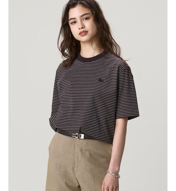 LACOSTE「【オンライン限定】LACOSTE  ボーダー リンガーネック 半袖Tシャツ」|Tシャツ・カットソー|