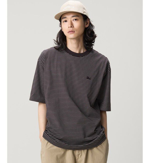 LACOSTE「【オンライン限定】LACOSTE  ボーダー リンガーネック 半袖Tシャツ」|Tシャツ・カットソー|
