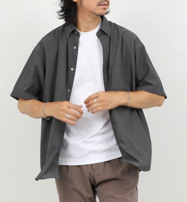 NOLLEY'S goodman「DotAir ドットエアー半袖B.D. ボタンダウンシャツ 通気性/UVカット 26SS」|シャツ・ブラウス|グレー