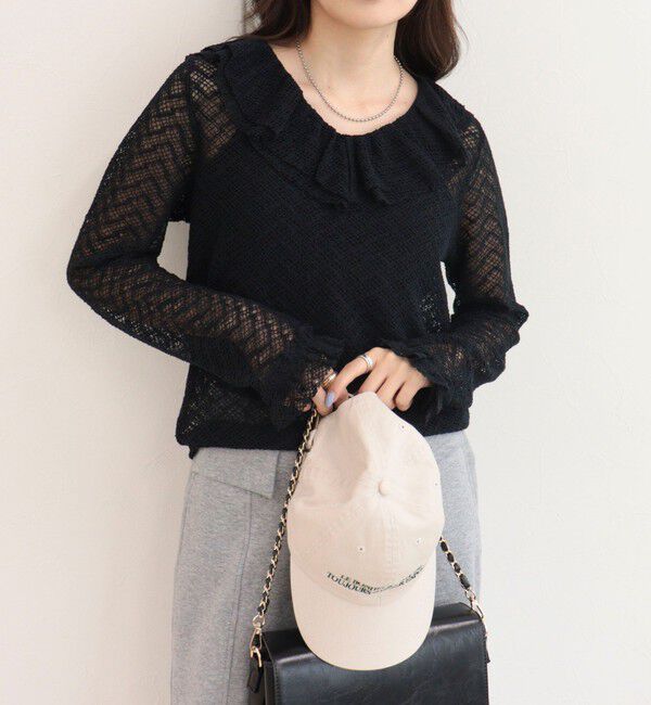 fredy emue「レースラッフルロンＴシャツ」|Tシャツ・カットソー|ブラック