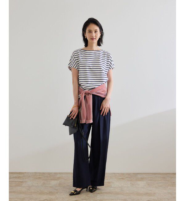 ROPE「【洗える】スーピマコットン アームレットＴシャツ」|Tシャツ・カットソー|