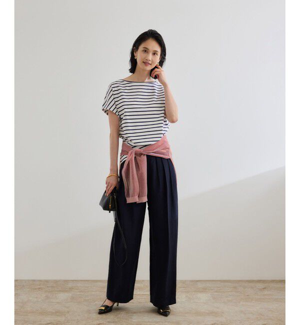 ROPE「【洗える】スーピマコットン アームレットＴシャツ」|Tシャツ・カットソー|