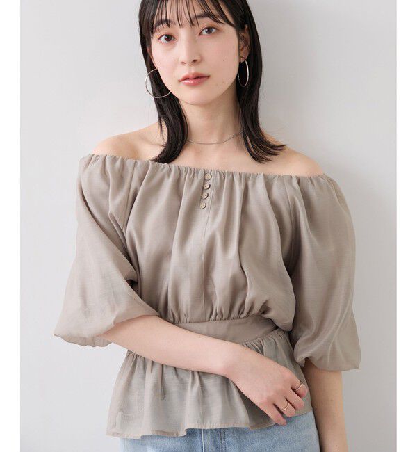 VIS「【夏トク価格】ドットアソート2WAYオフショルペプラムブラウス」|シャツ・ブラウス|