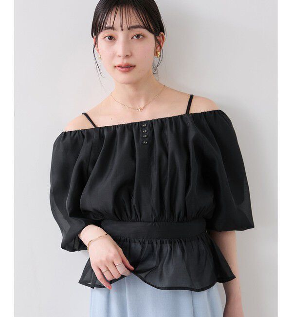 VIS「【夏トク価格】ドットアソート2WAYオフショルペプラムブラウス」|シャツ・ブラウス|