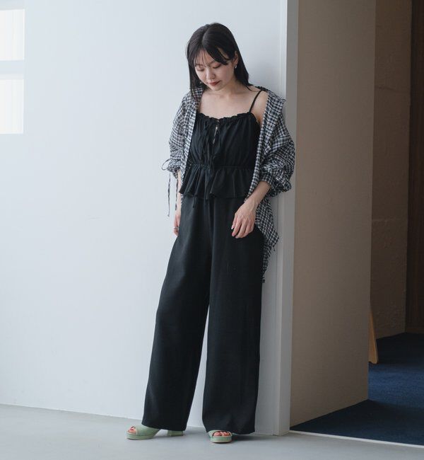  「【2サイズ展開/低身長サイズ】ペプラムキャミサロペット」|オールインワン|