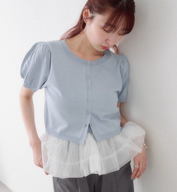  「【新色追加/ドット&ボーダー&無地】バレリーナチュールSET」|ニット・セーター|サックスブルー