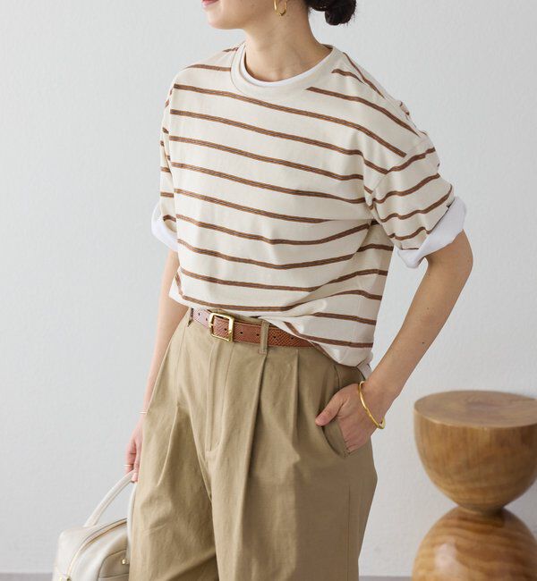  「【接触冷感/UVカット】ゴブソデクルーネックTee」|Tシャツ・カットソー|