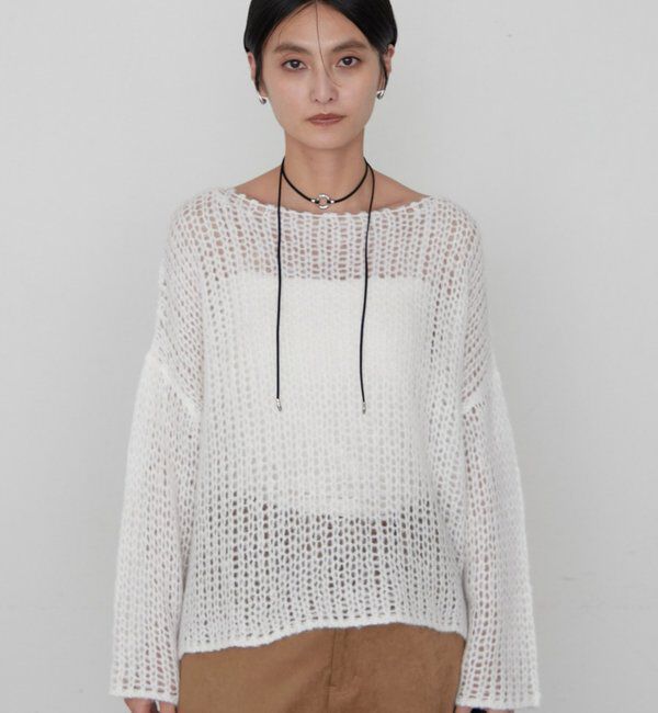  「≪好評につき再登場/洗える≫【earthy_/アーシー】シアーハンドライクニット」|ニット・セーター|オフホワイト