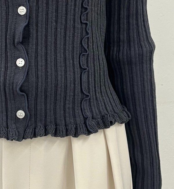  「メローフリルリブニット」|カーディガン|
