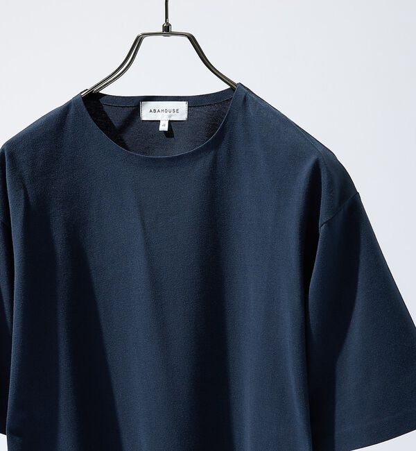 ABAHOUSE「圧着 シームレスTシャツ / リラックスフィット」|Tシャツ・カットソー|ネイビー