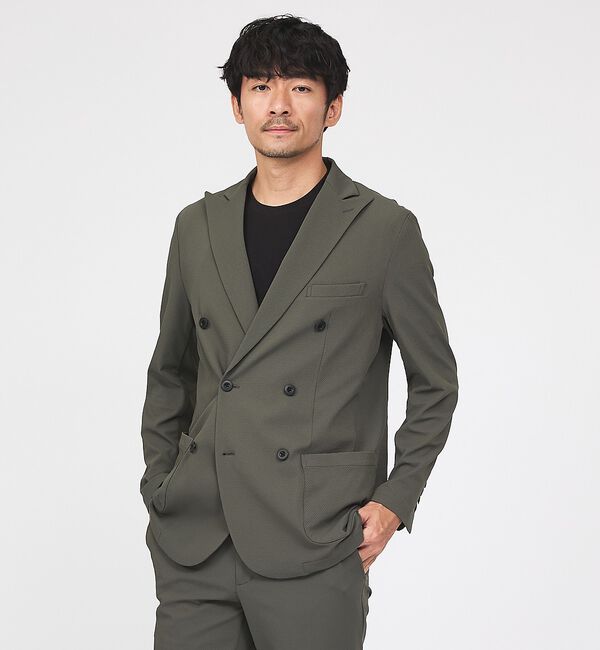 ABAHOUSE「【接触冷感/セットアップ対応】ナイロンジャガード ストレッチ ダブルジャケット」|その他|