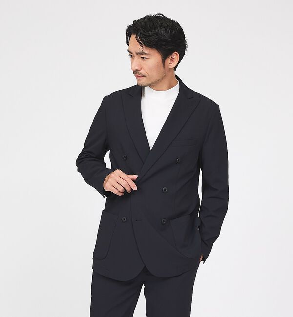 ABAHOUSE「【接触冷感/セットアップ対応】ナイロンジャガード ストレッチ ダブルジャケット」|その他|