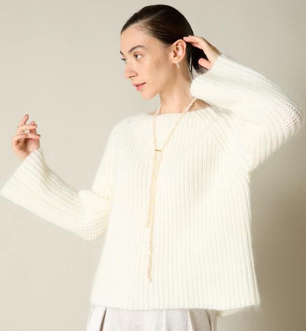 Liesse「モヘア混ワイドスリーブショートニット」|ニット・セーター|