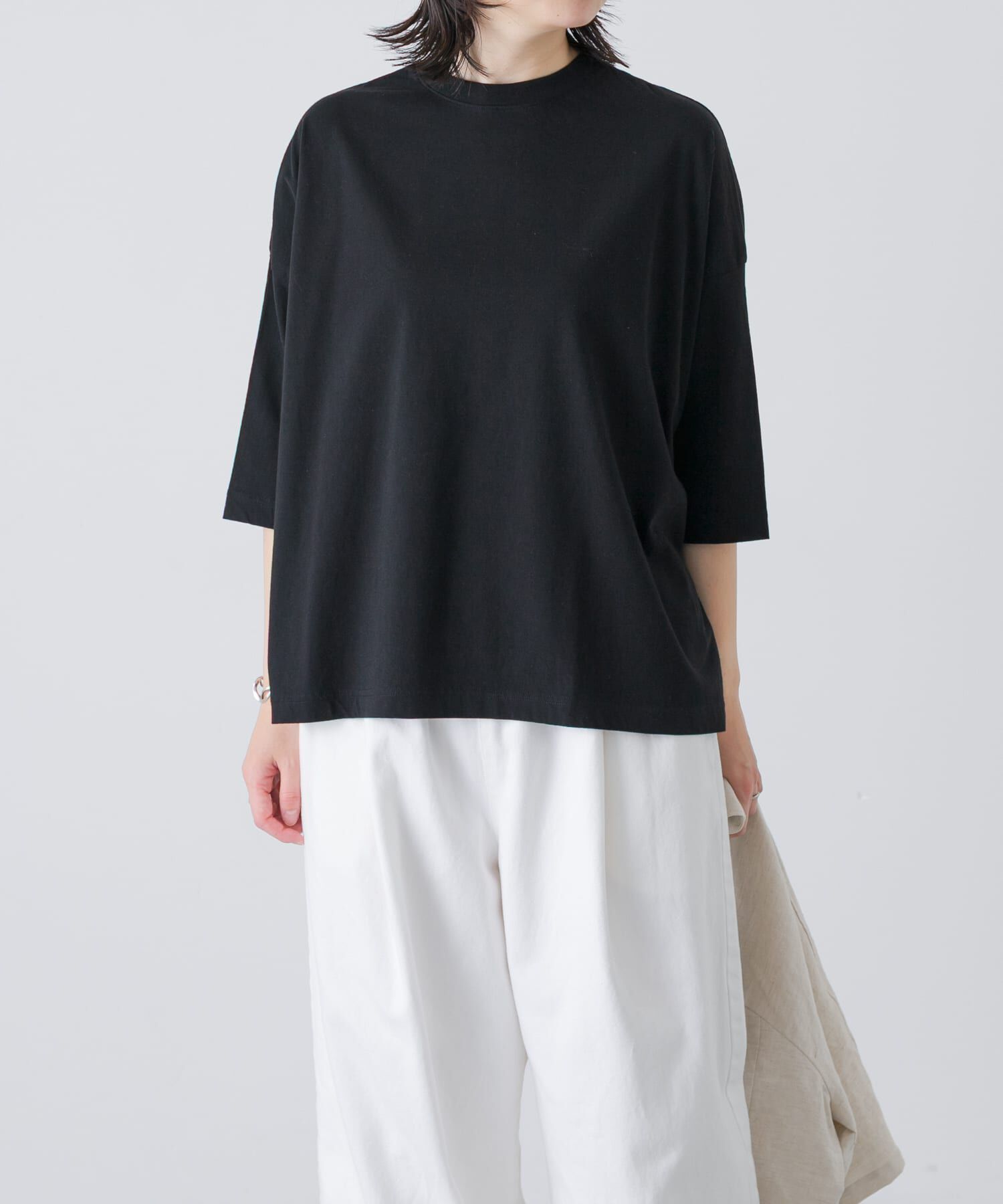 かぐれ「ワイド6分袖プルオーバー」|Tシャツ・カットソー|スミクロ