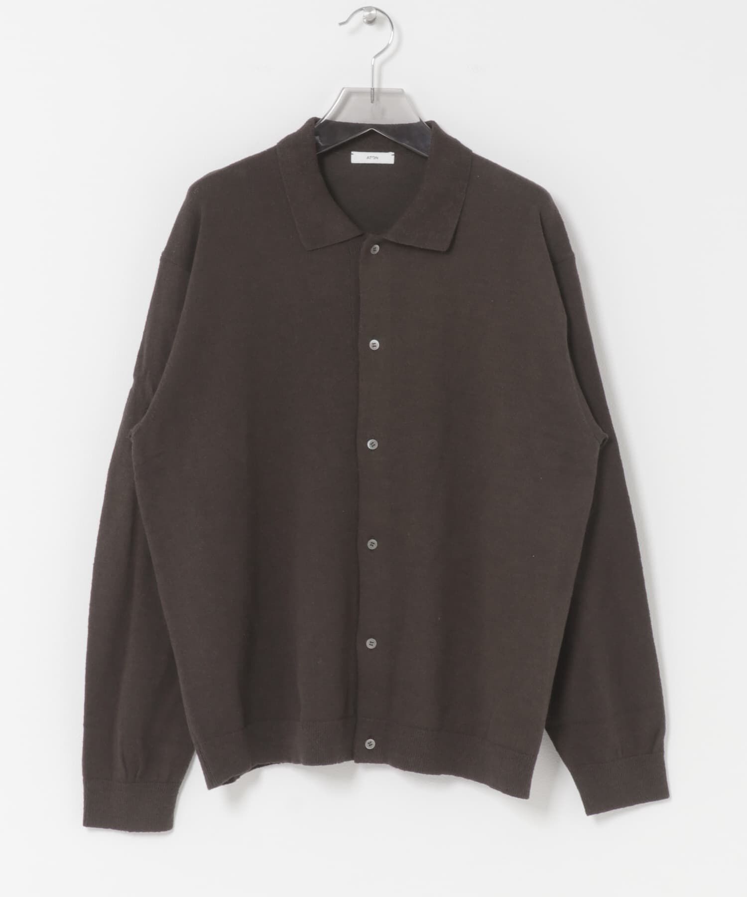 URBAN RESEARCH「ATON　C/W BOUCLE POLO CARDIGAN」|ニット・セーター|ブラウン