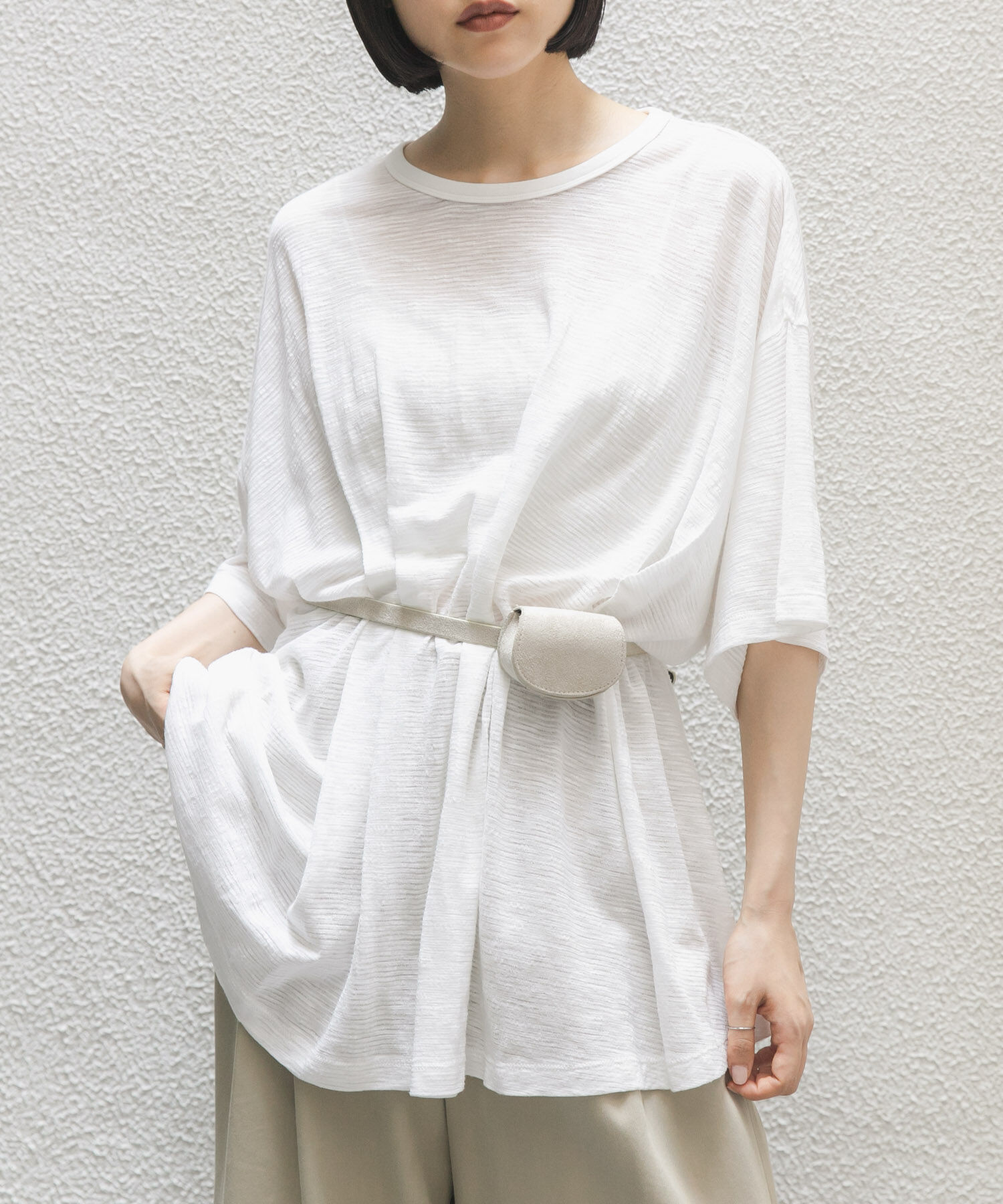  「ランダムタックボーダーTEE」|Tシャツ・カットソー|オフホワイト