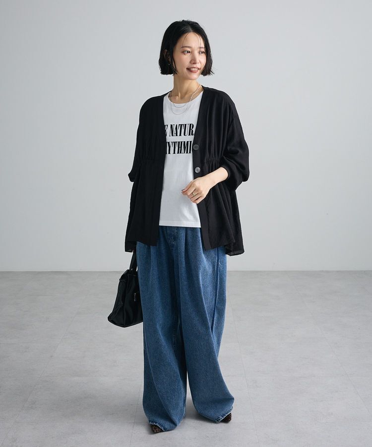 Green Parks「配色ラインデニムワイドパンツ」|デニム|