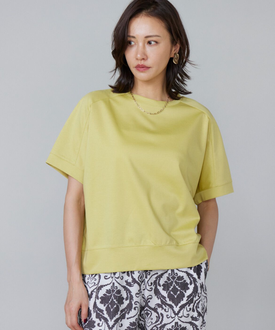 7-IDconcept.「《大きいサイズ》ヨーク切替ハイネックプルオーバー」|Tシャツ・カットソー|