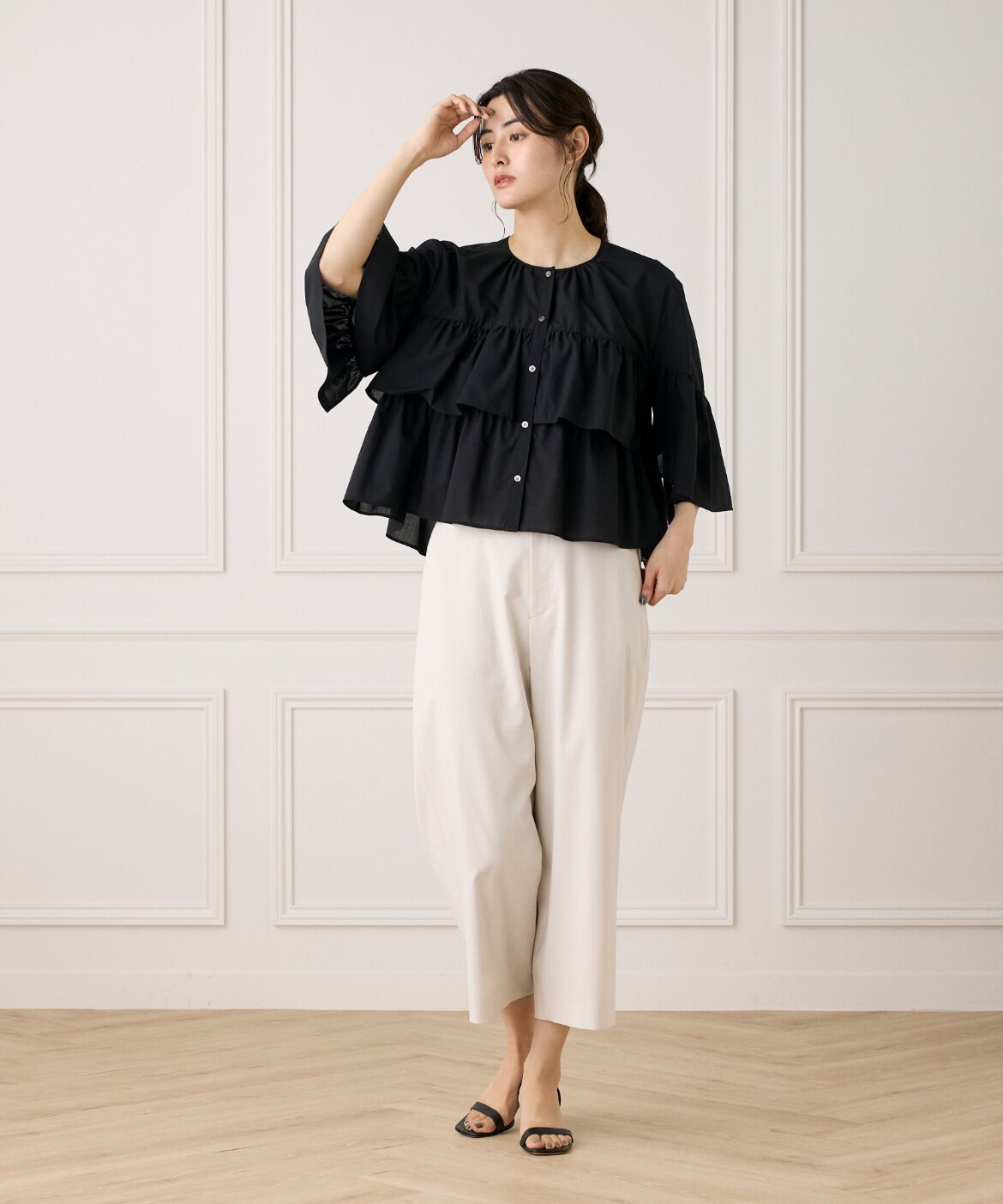 7-IDconcept.「《大きいサイズ》《WEB限定カラー》ティアードフリルブラウス」|シャツ・ブラウス|