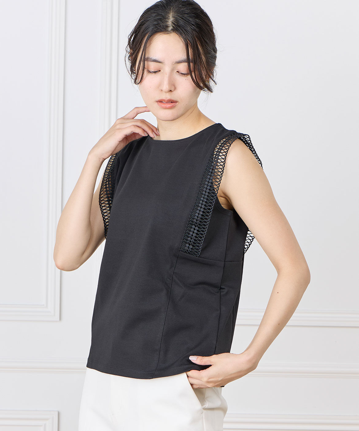 INED「レースノースリーブカットソー」|タンクトップ|