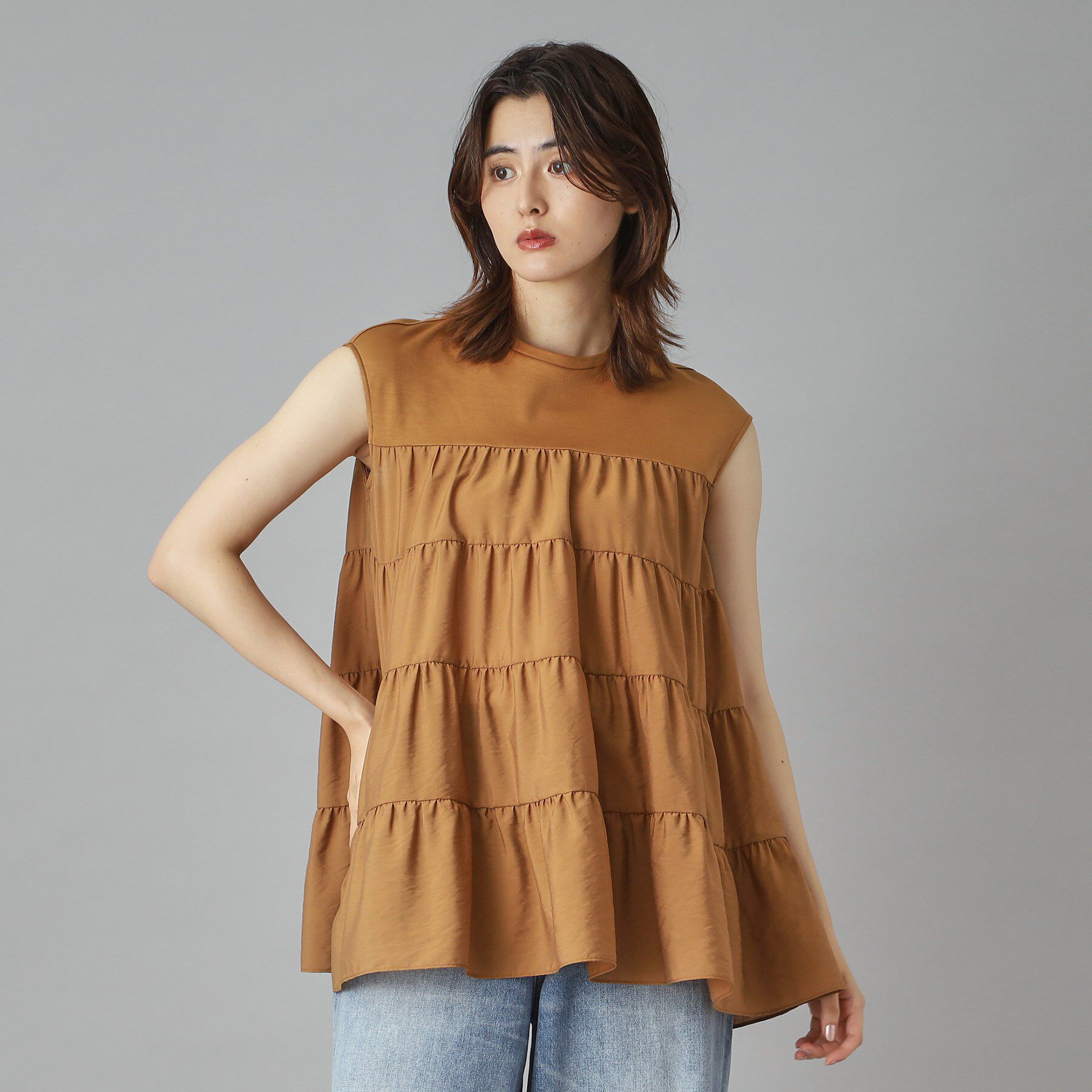 DRESSTERIOR「◆【接触冷感/イージーケア】ティアードコンビカットソー」|Tシャツ・カットソー|