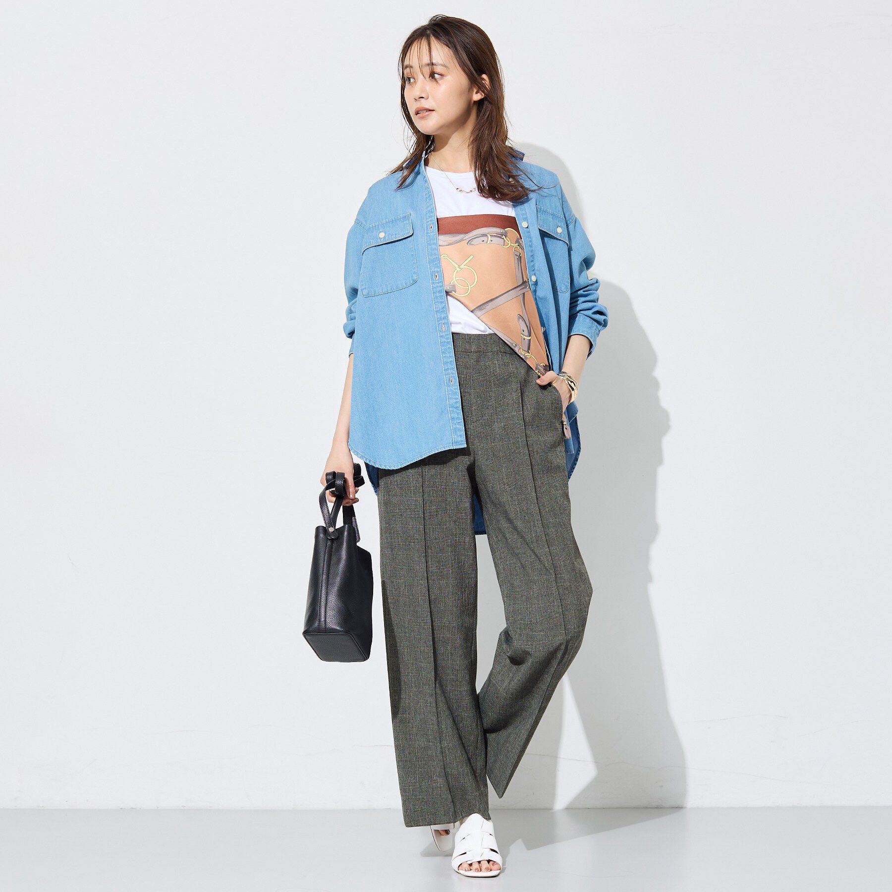 INDIVI「【UVケア／接触冷感】リネン風チェックストレートパンツ」|その他|
