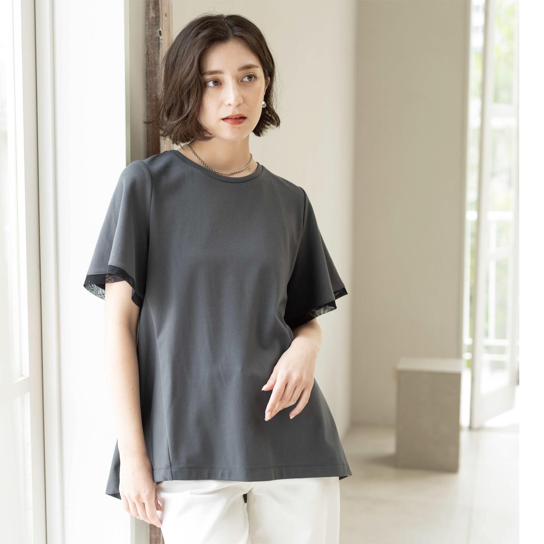 OPAQUE.CLIP「【接触冷感／UV】着る冷感スーパーアイス ペプラムカットソー《洗濯機OK》」|Tシャツ・カットソー|