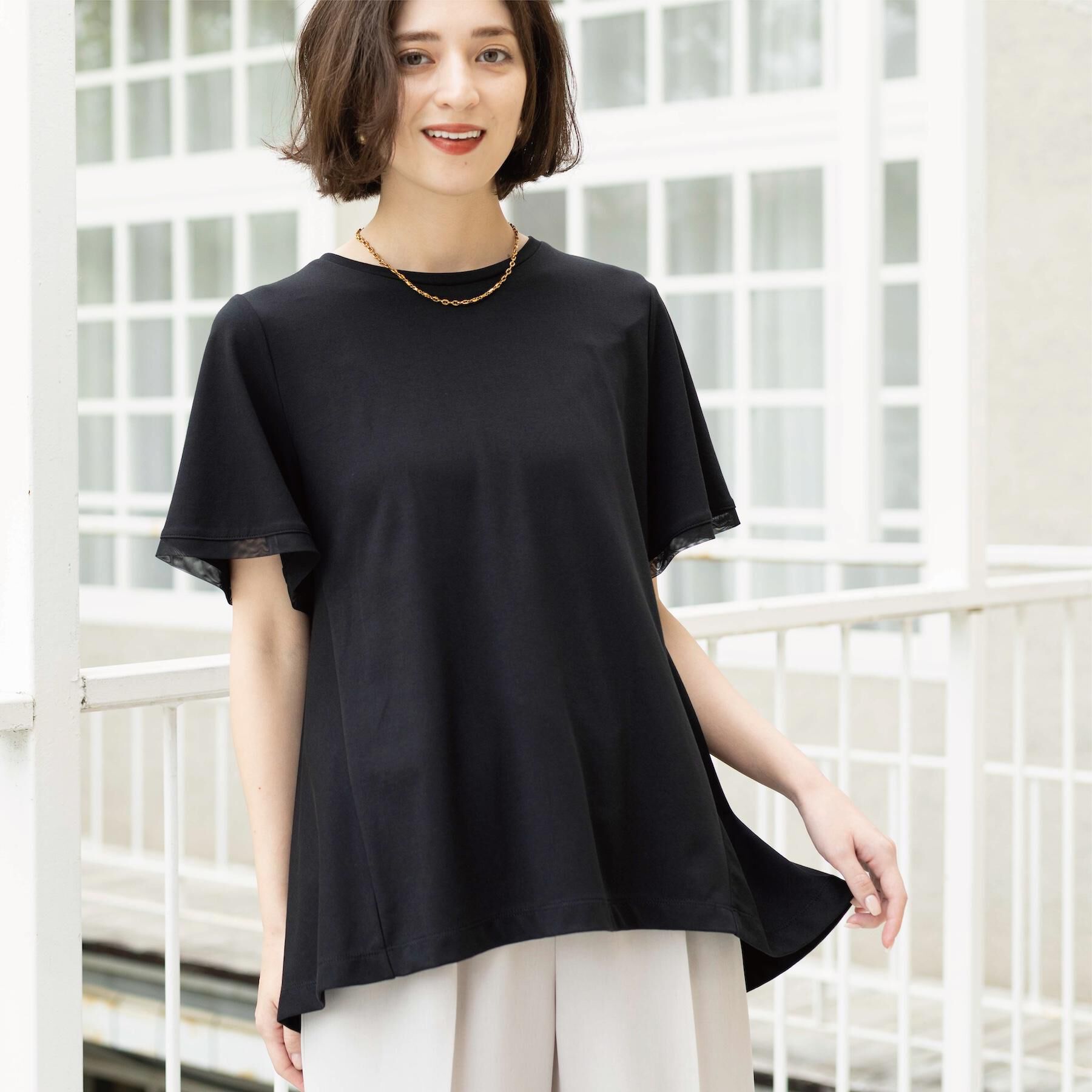 OPAQUE.CLIP「【接触冷感／UV】着る冷感スーパーアイス ペプラムカットソー《洗濯機OK》」|Tシャツ・カットソー|