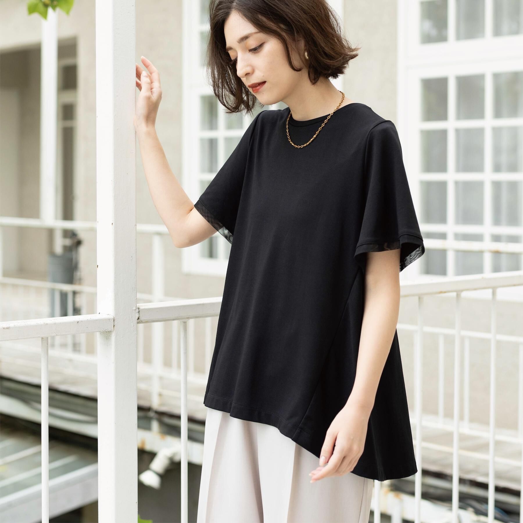 OPAQUE.CLIP「【接触冷感／UV】着る冷感スーパーアイス ペプラムカットソー《洗濯機OK》」|Tシャツ・カットソー|
