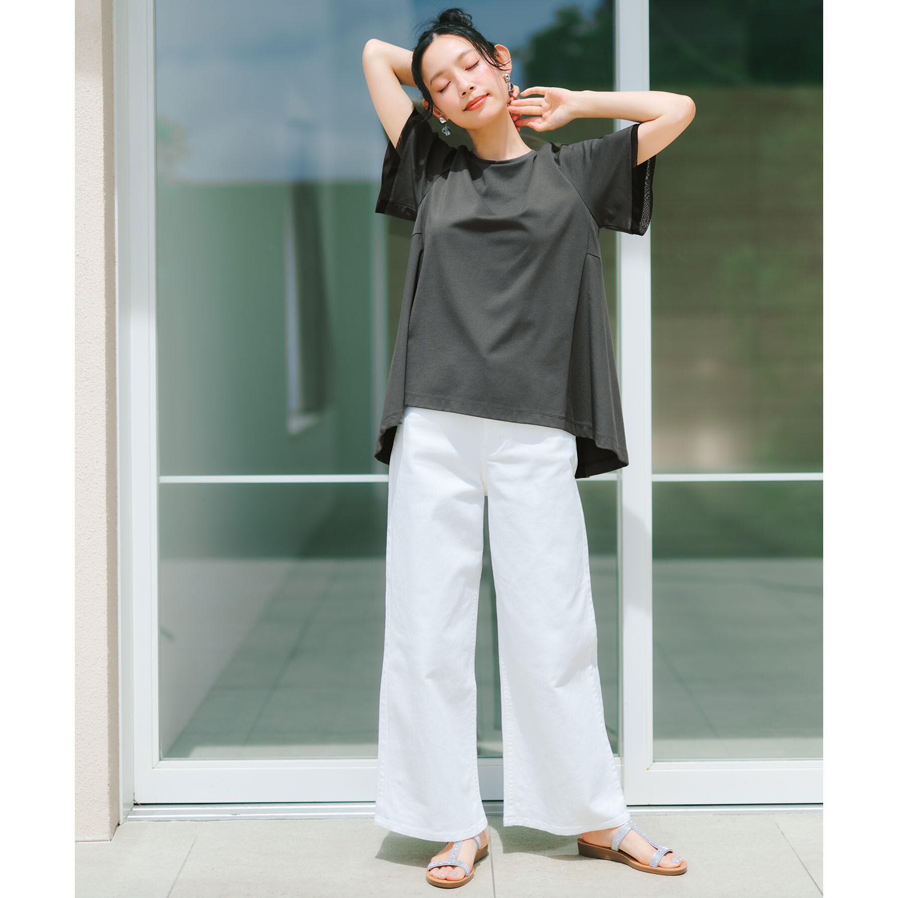 OPAQUE.CLIP「【接触冷感／UV】着る冷感スーパーアイス ペプラムカットソー《洗濯機OK》」|Tシャツ・カットソー|