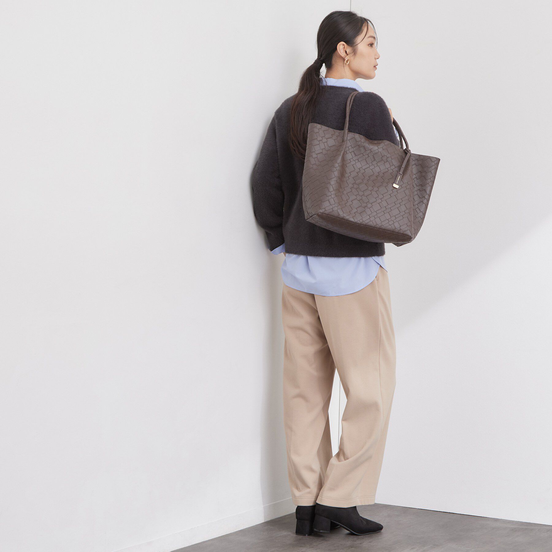 OPAQUE.CLIP「【A4サイズ対応】エンボスチェックBIGトートバッグ」|トートバッグ|