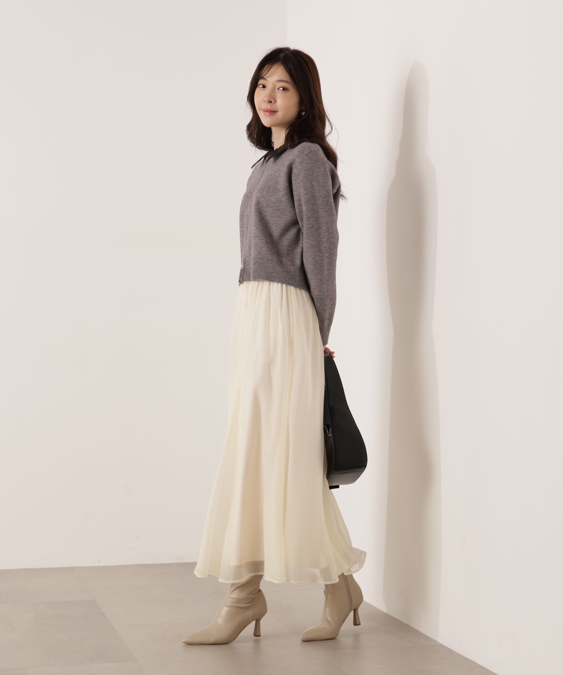PROPORTION BODY DRESSING「合皮カラー取り外しZIPニット 25AW」|ニット・セーター|