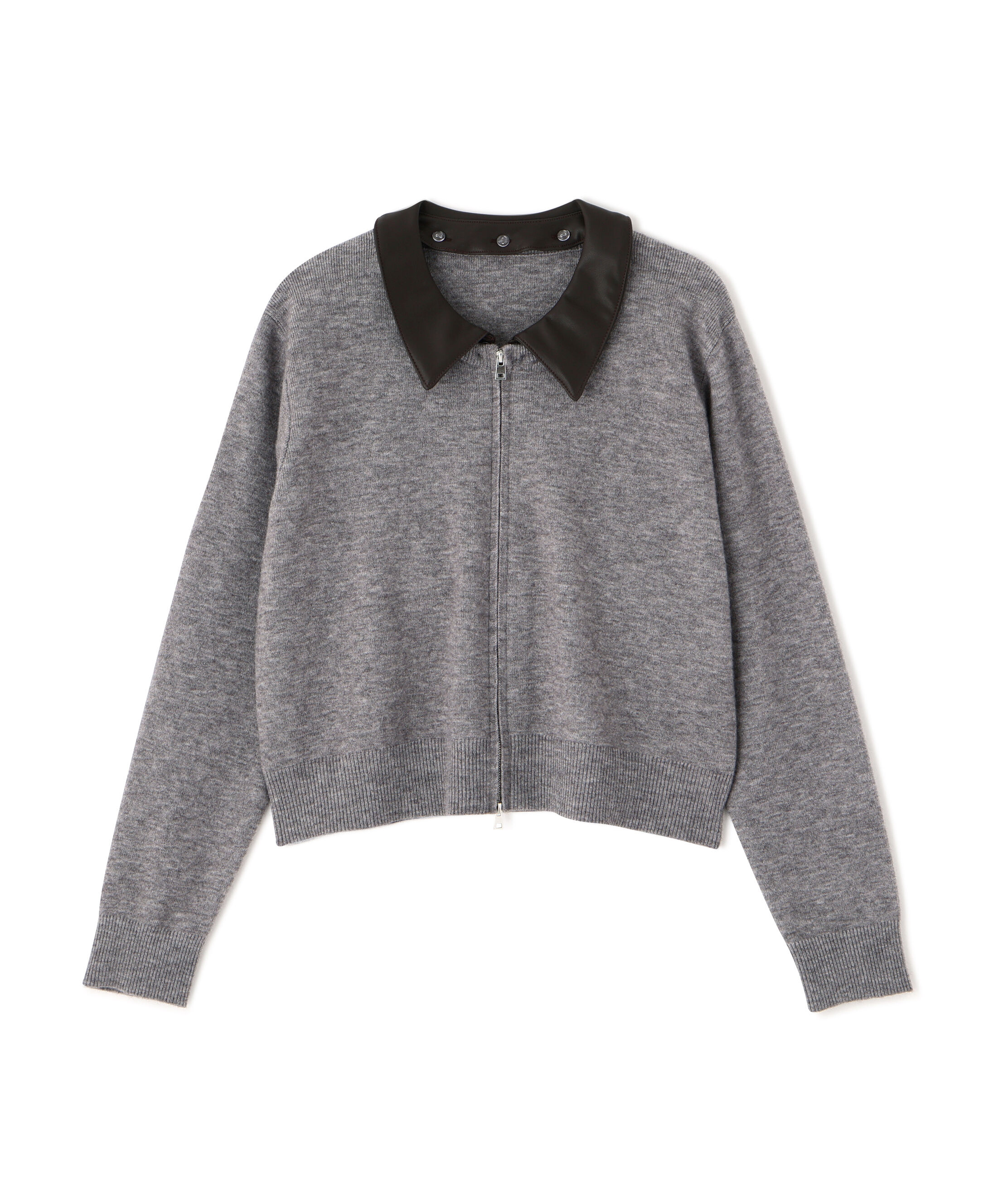 PROPORTION BODY DRESSING「合皮カラー取り外しZIPニット 25AW」|ニット・セーター|