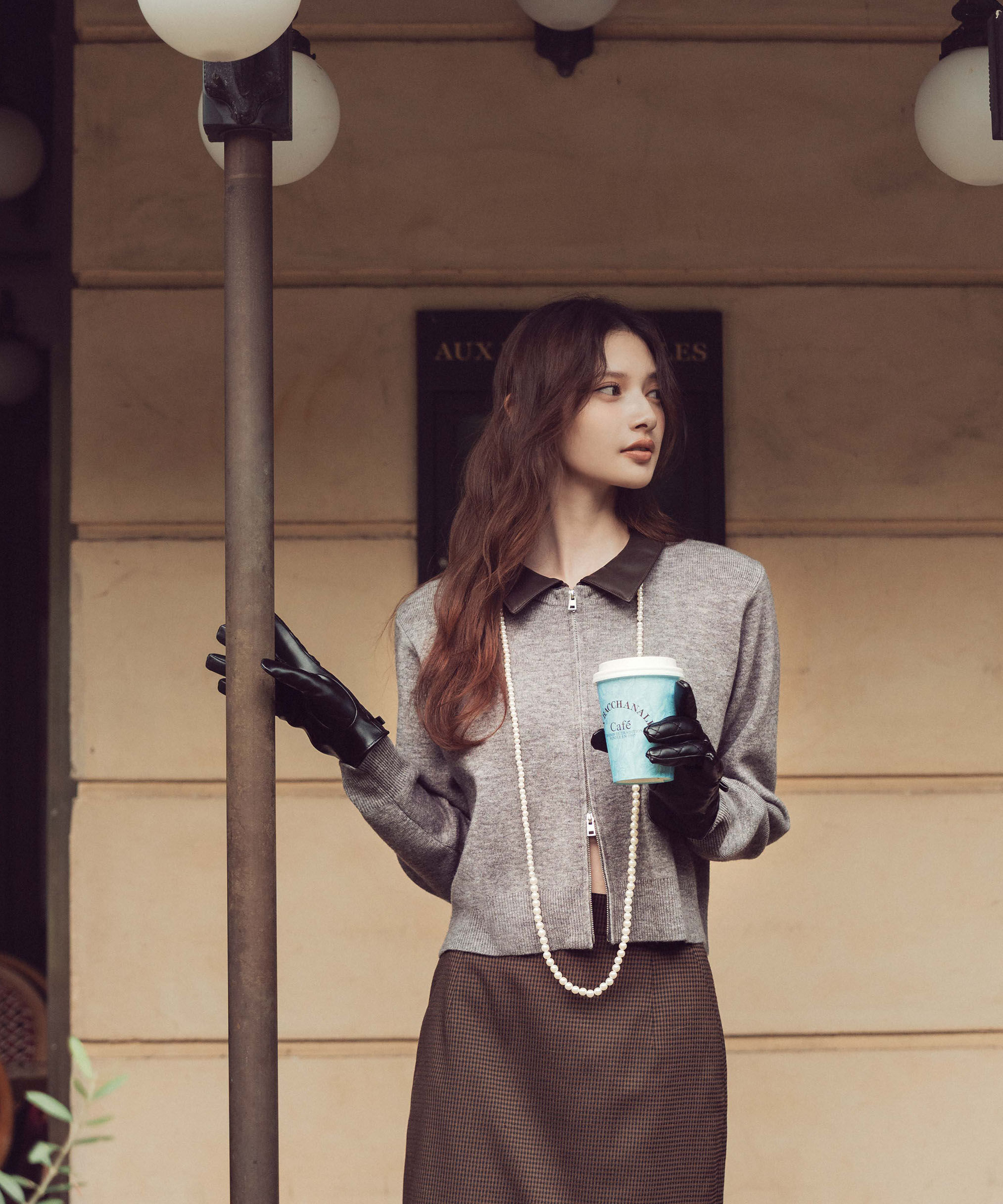 PROPORTION BODY DRESSING「合皮カラー取り外しZIPニット 25AW」|ニット・セーター|