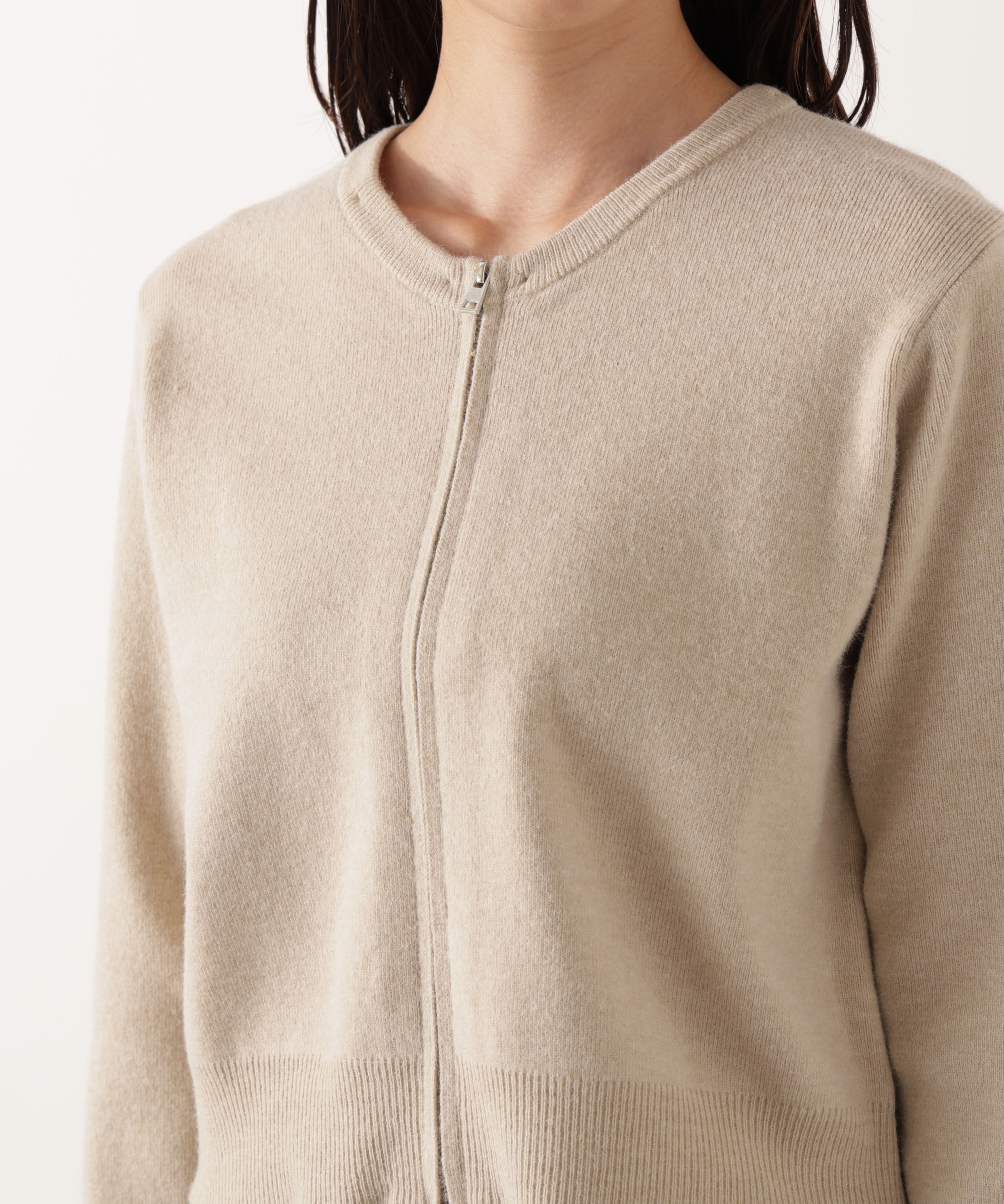 PROPORTION BODY DRESSING「合皮カラー取り外しZIPニット 25AW」|ニット・セーター|