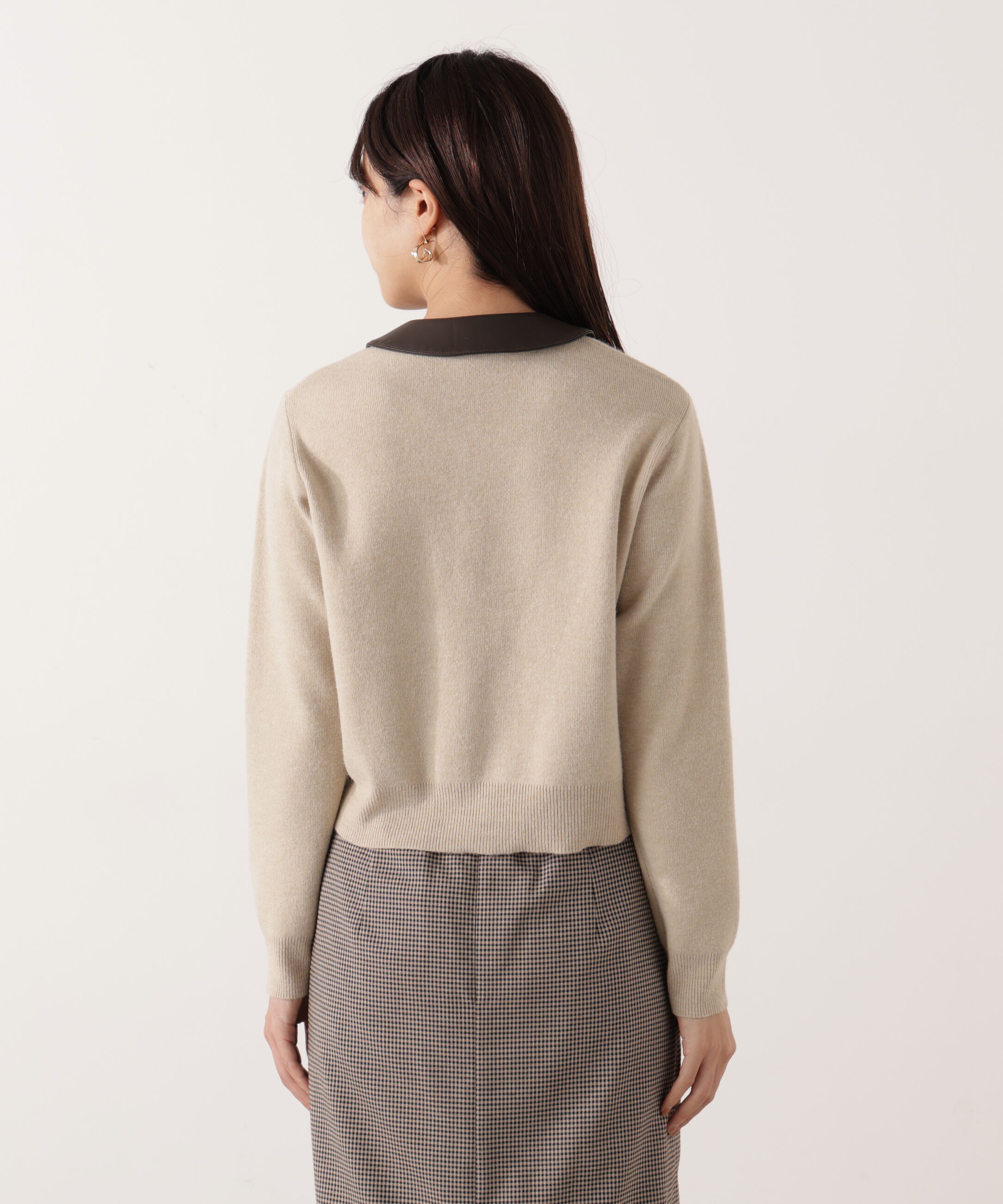 PROPORTION BODY DRESSING「合皮カラー取り外しZIPニット 25AW」|ニット・セーター|